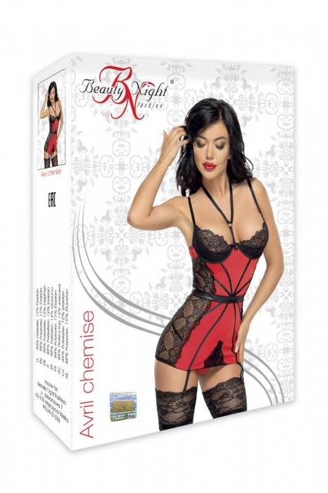 Облегающая сорочка Avril с кружевом и пояском - Beauty Night купить с доставкой