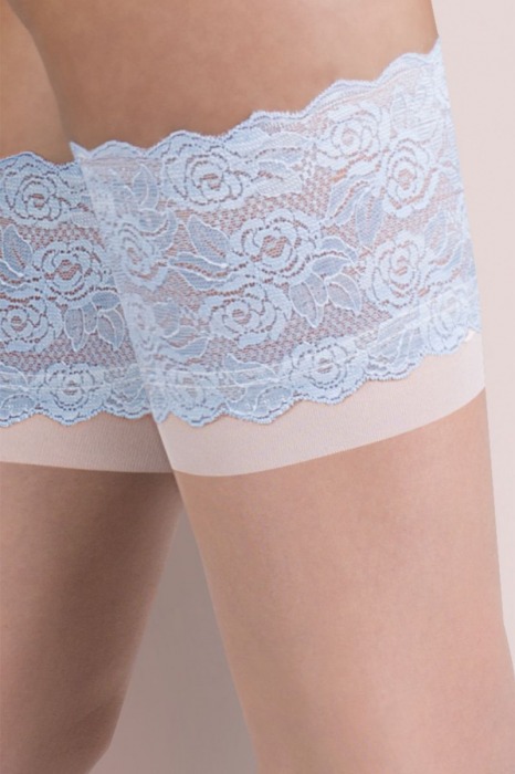 Чулки телесного цвета Katherine с ажурной резинкой на силиконе - Gabriella купить с доставкой