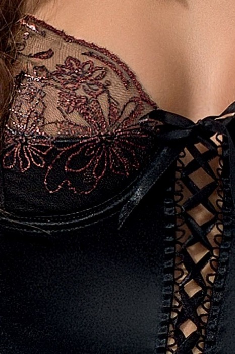 Соблазнительный корсаж Brida с полупрозрачным цветочным кружевом и шнуровкой - Passion купить с доставкой