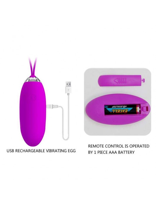 Лиловое виброяйцо Julia с выделенной головкой и пультом ДУ - Baile