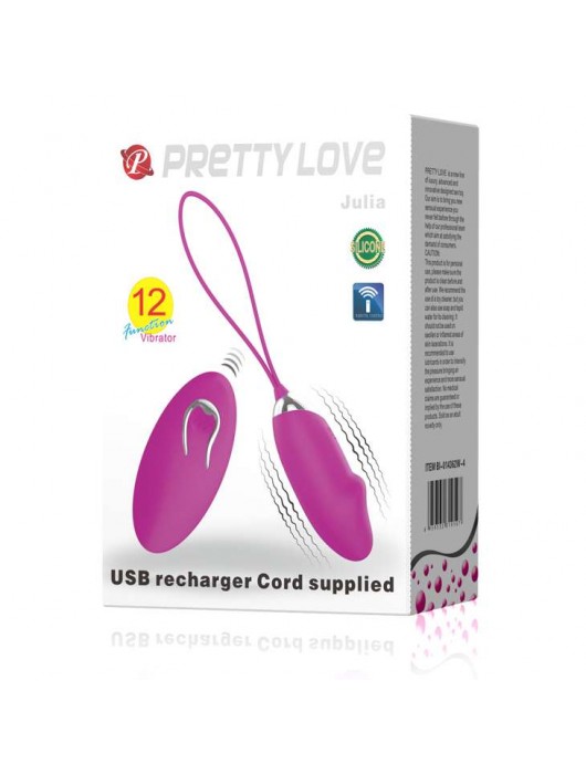 Лиловое виброяйцо Julia с выделенной головкой и пультом ДУ - Baile