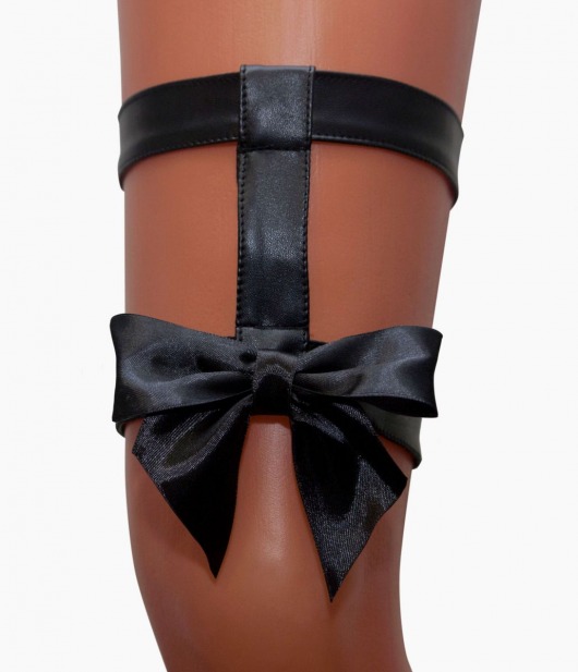 Двойная кожаная подвязка на ногу с бантом - MensDreams купить с доставкой