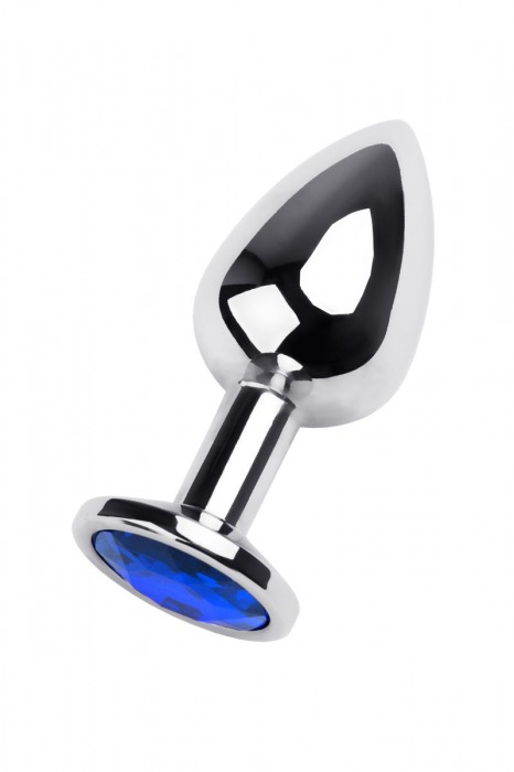 Серебристая анальная втулка с синим кристаллом - 8 см. - ToyFa - купить с доставкой в Новосибирске