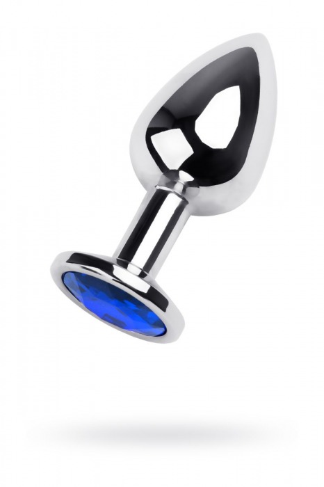 Серебристая анальная втулка с синим кристаллом - 8 см. - ToyFa - купить с доставкой в Новосибирске