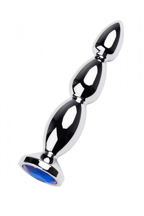 Серебристая анальная ёлочка с синим кристаллом - 14 см. - ToyFa - купить с доставкой в Новосибирске