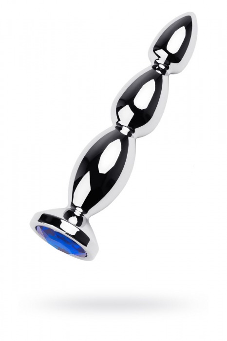 Серебристая анальная ёлочка с синим кристаллом - 14 см. - ToyFa - купить с доставкой в Новосибирске