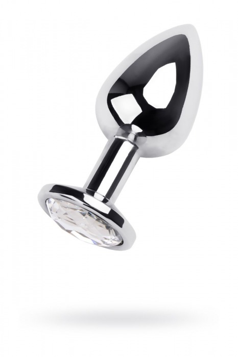 Серебристая анальная пробка с прозрачным кристаллом - 9,5 см. - ToyFa - купить с доставкой в Новосибирске