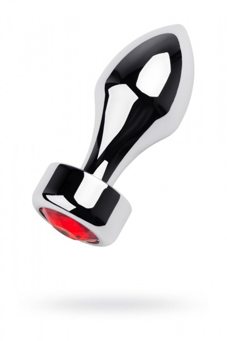 Серебристая анальная втулка с красным кристаллом - 9,5 см. - ToyFa - купить с доставкой в Новосибирске