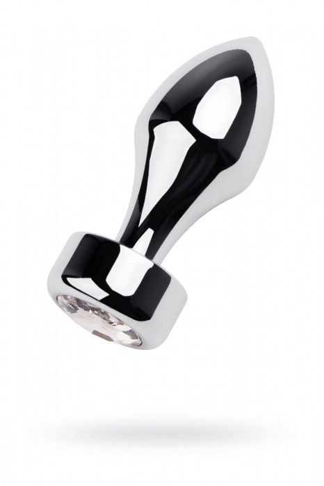 Серебристая анальная втулка с прозрачным кристаллом - 9,5 см. - ToyFa - купить с доставкой в Новосибирске