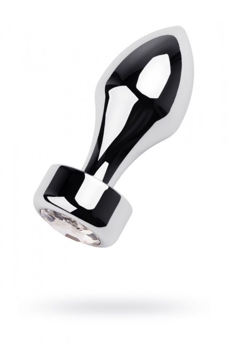 Серебристая анальная втулка с прозрачным кристаллом - 10,5 см. - ToyFa - купить с доставкой в Новосибирске