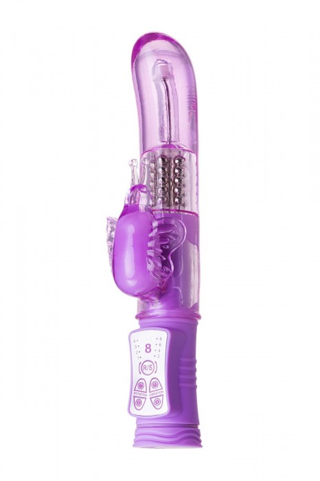Фиолетовый вибратор High-Tech fantasy с бабочкой для клитора - 22,4 см. - A-toys