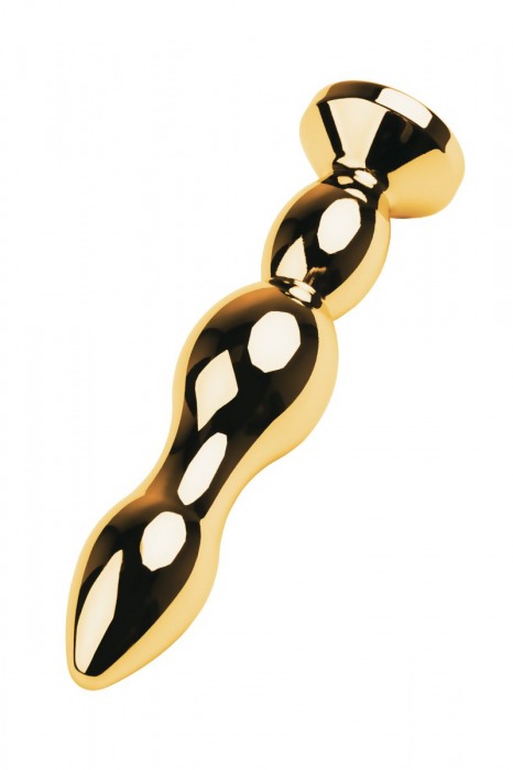 Золотистый анальный стимулятор с зеленым кристаллом - 13,5 см. - ToyFa - купить с доставкой в Новосибирске