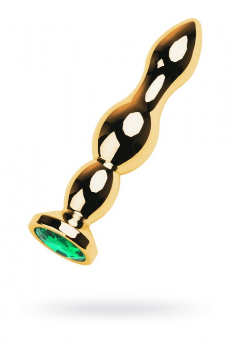 Золотистый анальный стимулятор с зеленым кристаллом - 13,5 см. - ToyFa - купить с доставкой в Новосибирске