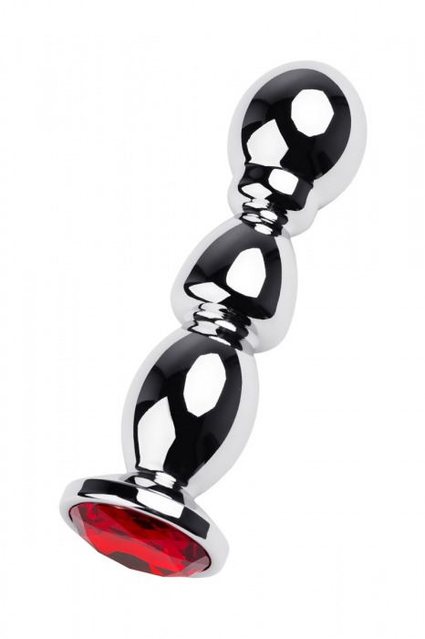 Серебристый стимулятор с красным кристаллом - 14 см. - ToyFa - купить с доставкой в Новосибирске