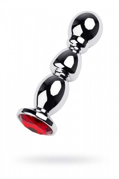 Серебристый стимулятор с красным кристаллом - 14 см. - ToyFa - купить с доставкой в Новосибирске