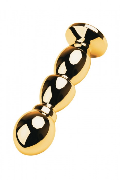 Золотистая анальная пробка с чёрным кристаллом - 14 см. - ToyFa - купить с доставкой в Новосибирске