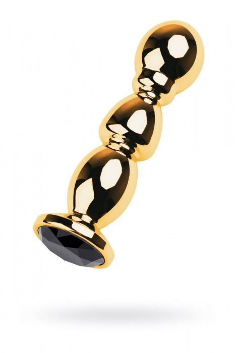 Золотистая анальная пробка с чёрным кристаллом - 14 см. - ToyFa - купить с доставкой в Новосибирске