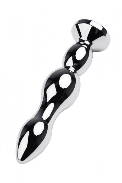 Серебристая анальная втулка с красным стразом - 13,5 см. - ToyFa - купить с доставкой в Новосибирске