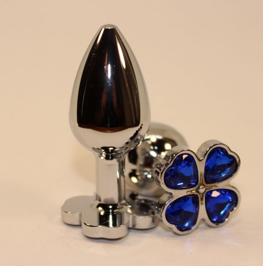 Серебристая пробка с цветком из синих сердечек - 7 см. - 4sexdreaM - купить с доставкой в Новосибирске