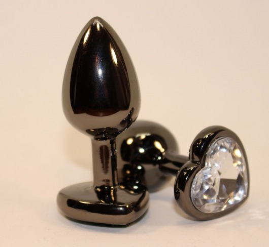 Чёрная пробка с прозрачным сердцем-кристаллом - 7 см. - 4sexdreaM - купить с доставкой в Новосибирске