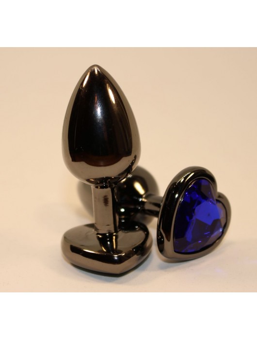 Чёрная пробка с синим сердцем-кристаллом - 7 см. - 4sexdreaM - купить с доставкой в Новосибирске