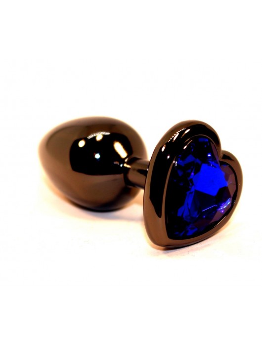 Чёрная пробка с синим сердцем-кристаллом - 7 см. - 4sexdreaM - купить с доставкой в Новосибирске