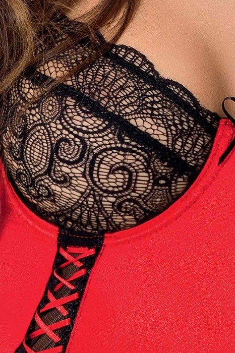 Ультра соблазнительная сорочка со шнуровками Rodos (большой размер) - Passion купить с доставкой