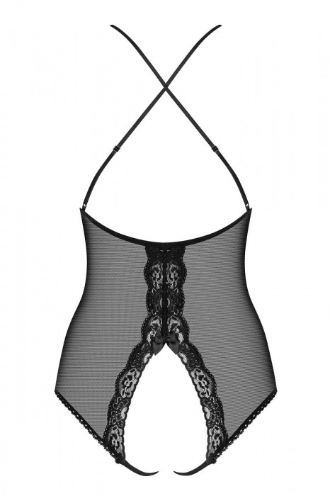 Полупрозрачное контактное боди с открытой попкой - Obsessive купить с доставкой