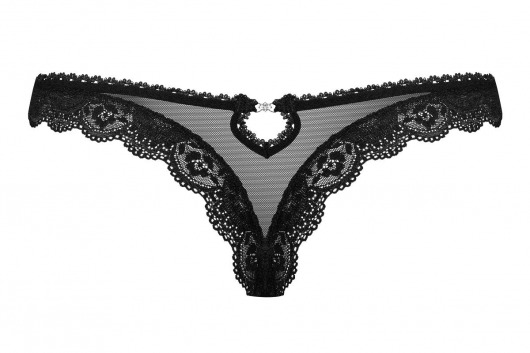 Соблазнительные трусики-тонг с бантиком и подвеской - Obsessive купить с доставкой