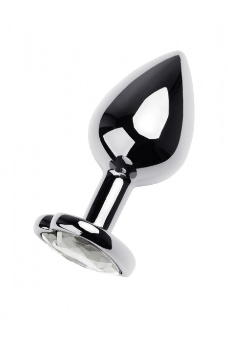 Серебристая анальная пробка с прозрачным кристаллом-сердцем - 8 см. - ToyFa - купить с доставкой в Новосибирске