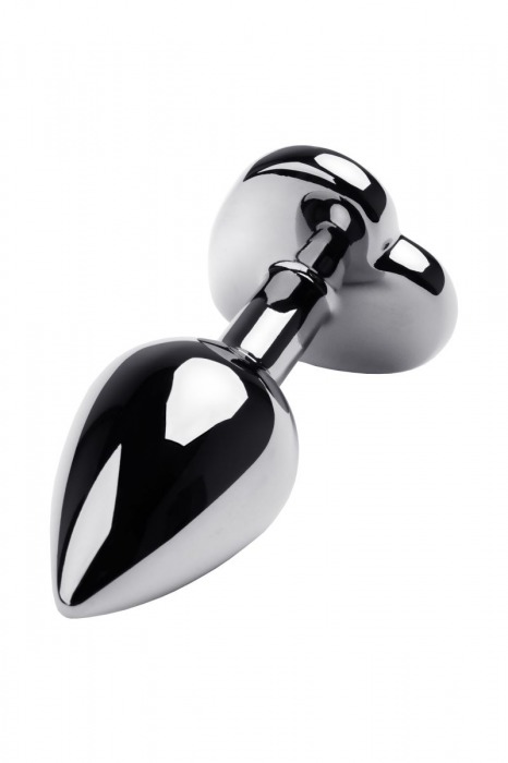 Серебристая анальная пробка с прозрачным кристаллом-сердцем - 8 см. - ToyFa - купить с доставкой в Новосибирске