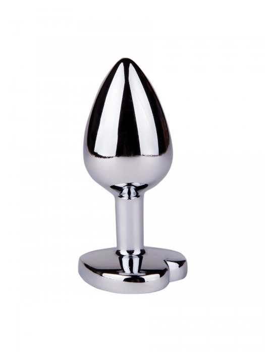 Серебристая анальная втулка с синим кристаллом-сердцем - 7 см. - Джага-Джага - купить с доставкой в Новосибирске