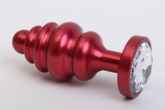 Красная металлическая фигурная пробка с прозрачным стразом - 7,3 см. - 4sexdreaM - купить с доставкой в Новосибирске
