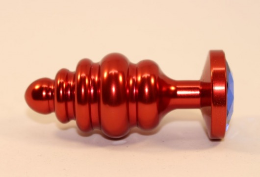 Красная фигурная пробка с синим стразом - 7,3 см. - 4sexdreaM - купить с доставкой в Новосибирске