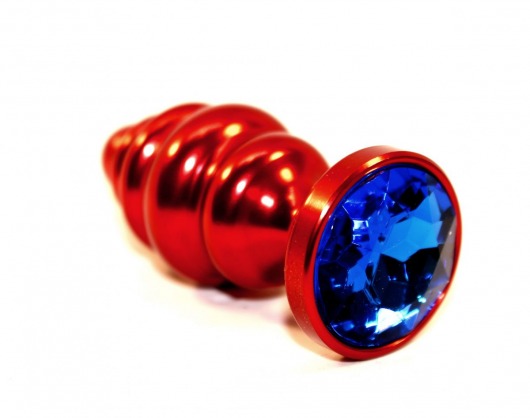Красная фигурная пробка с синим стразом - 7,3 см. - 4sexdreaM - купить с доставкой в Новосибирске