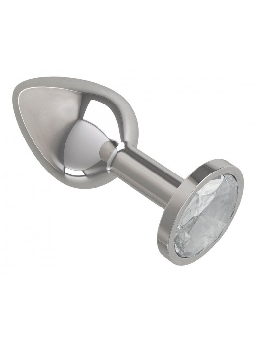 Серебристая анальная втулка с прозрачным кристаллом - 7 см. - Джага-Джага - купить с доставкой в Новосибирске