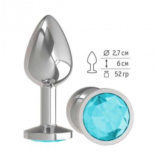 Серебристая анальная втулка с голубым кристаллом - 7 см. - Джага-Джага - купить с доставкой в Новосибирске
