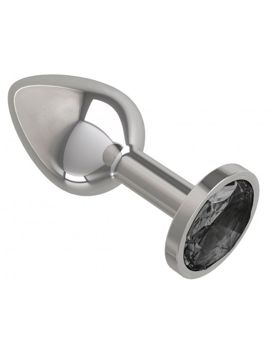 Серебристая анальная втулка с чёрным кристаллом - 7 см. - Джага-Джага - купить с доставкой в Новосибирске