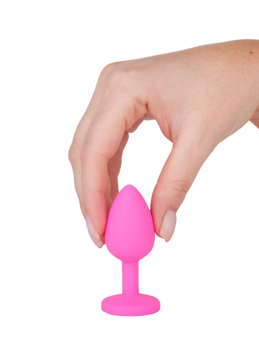 Розовая анальная втулка с малиновым кристаллом - 7,3 см. - Джага-Джага - купить с доставкой в Новосибирске