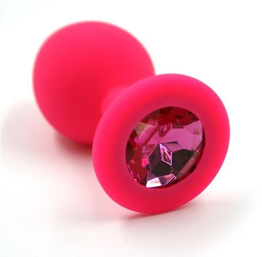 Розовая анальная втулка с малиновым кристаллом - 7,3 см. - Джага-Джага - купить с доставкой в Новосибирске