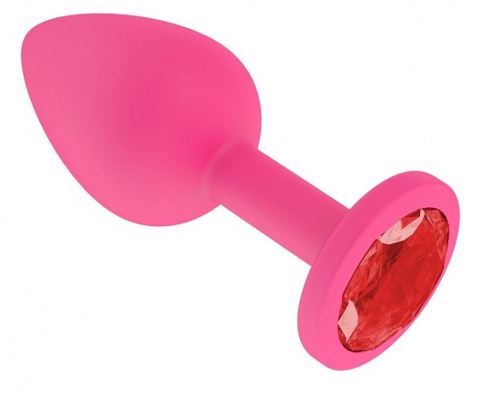 Розовая силиконовая анальная втулка с красным кристаллом - 7,3 см. - Джага-Джага - купить с доставкой в Новосибирске