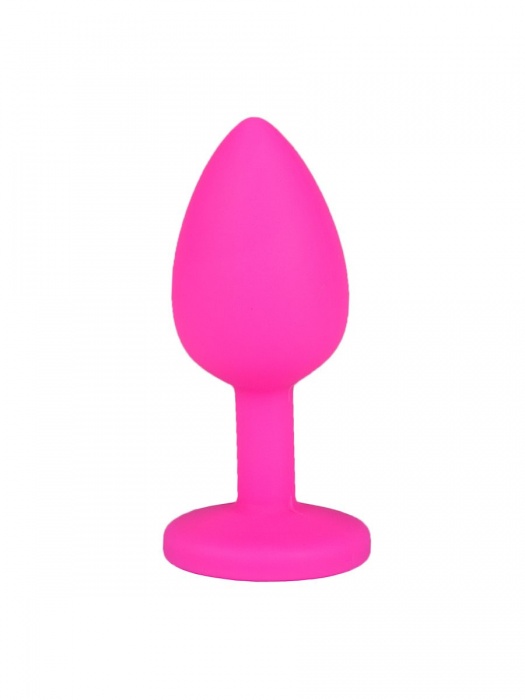 Розовая силиконовая анальная втулка с красным кристаллом - 7,3 см. - Джага-Джага - купить с доставкой в Новосибирске