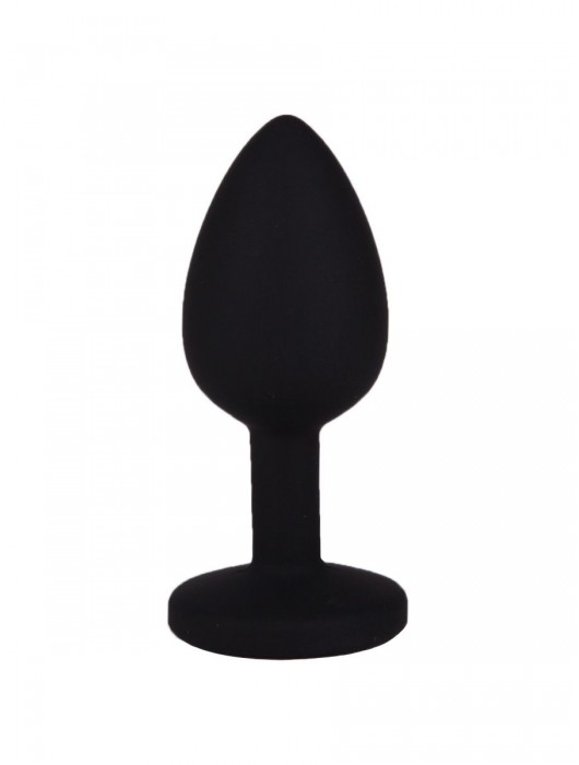 Чёрная анальная втулка с голубым кристаллом - 7,3 см. - Джага-Джага - купить с доставкой в Новосибирске