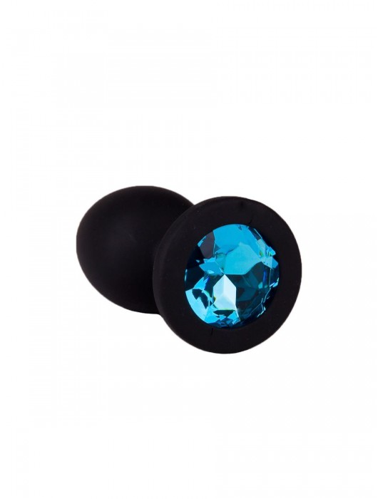 Чёрная анальная втулка с голубым кристаллом - 7,3 см. - Джага-Джага - купить с доставкой в Новосибирске