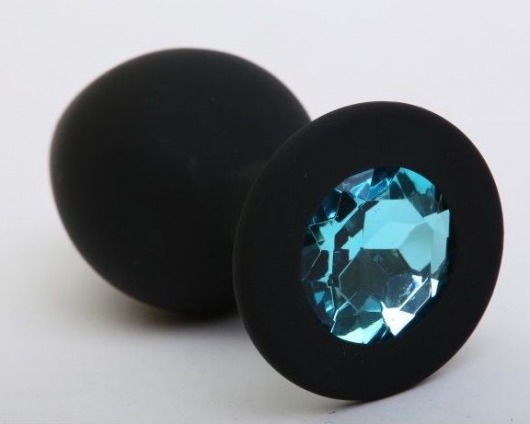 Чёрная анальная втулка с голубым кристаллом - 7,3 см. - Джага-Джага - купить с доставкой в Новосибирске