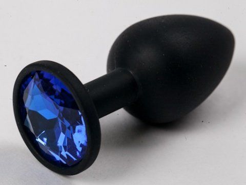 Чёрная анальная втулка с синим кристаллом - 7,3 см. - Джага-Джага - купить с доставкой в Новосибирске
