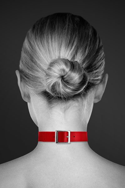 Красный узенький чокер с кольцом - Bijoux Pour Toi - купить с доставкой в Новосибирске