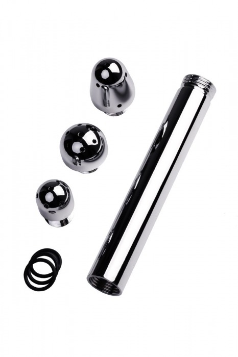 Металлический анальный душ с тремя различными насадками - ToyFa - купить с доставкой в Новосибирске