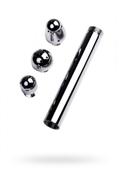 Металлический анальный душ с тремя различными насадками - ToyFa - купить с доставкой в Новосибирске