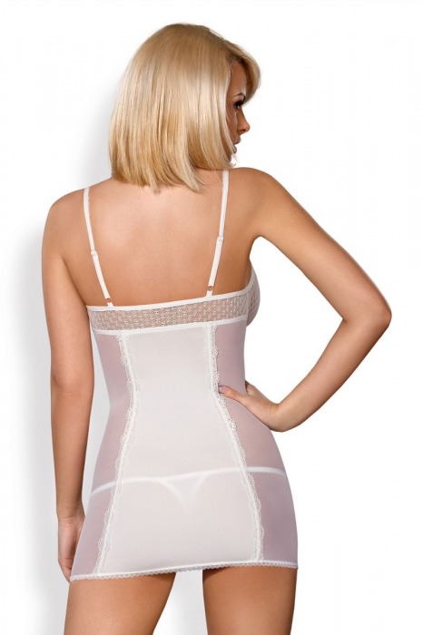 Нежная полупрозрачная сорочка в комплекте с трусиками - Obsessive купить с доставкой